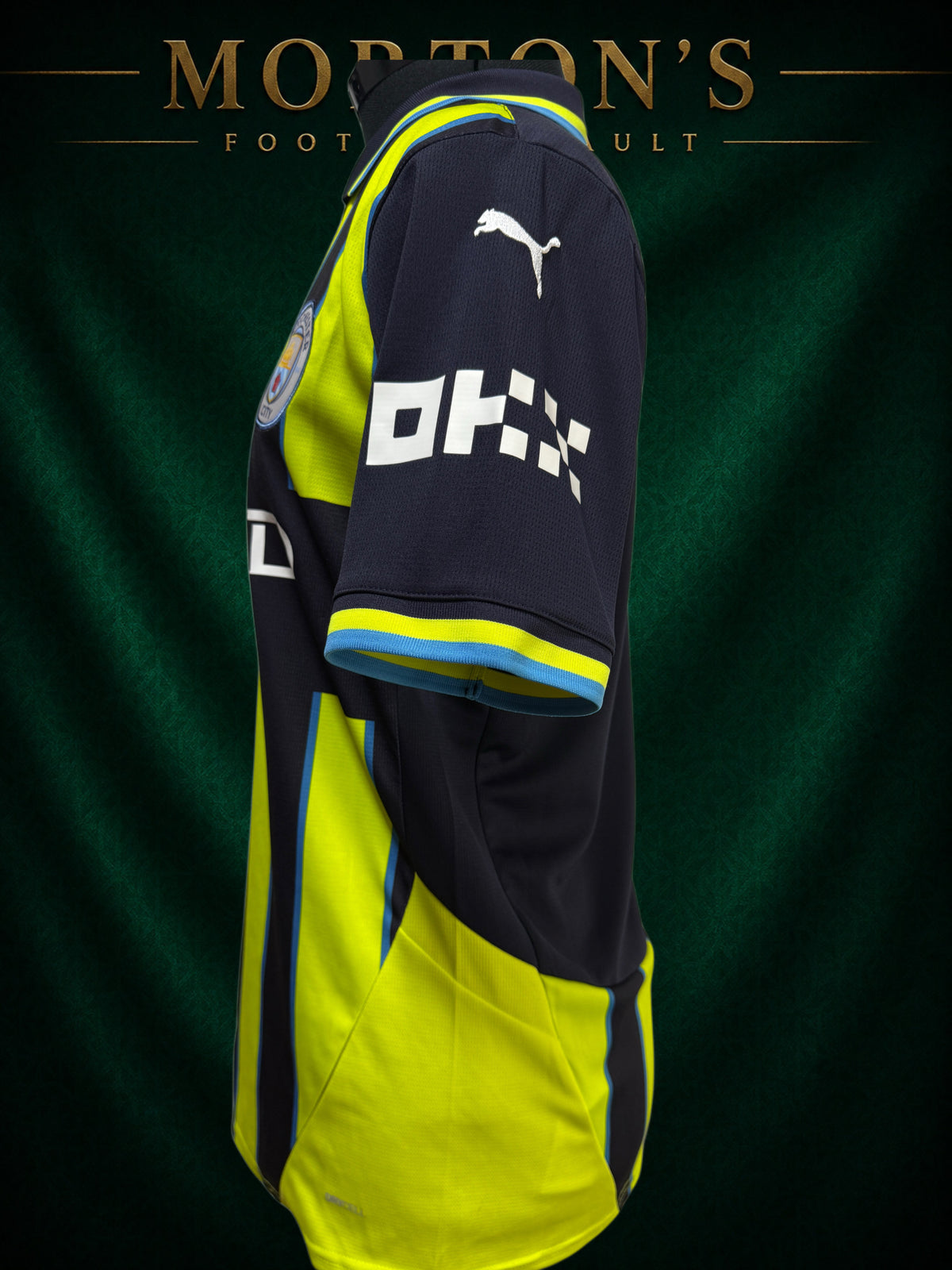 Manchester City 2024/25 Puma Away Shirt – Navy & Neon Yellow – Size M