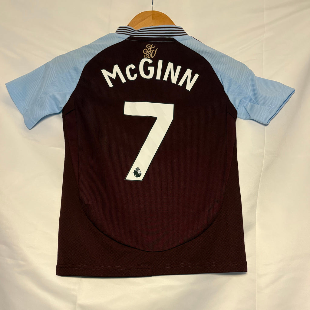 John McGinn (#7) Adidas Aston Villa 2024-25 home jersey in a youth size