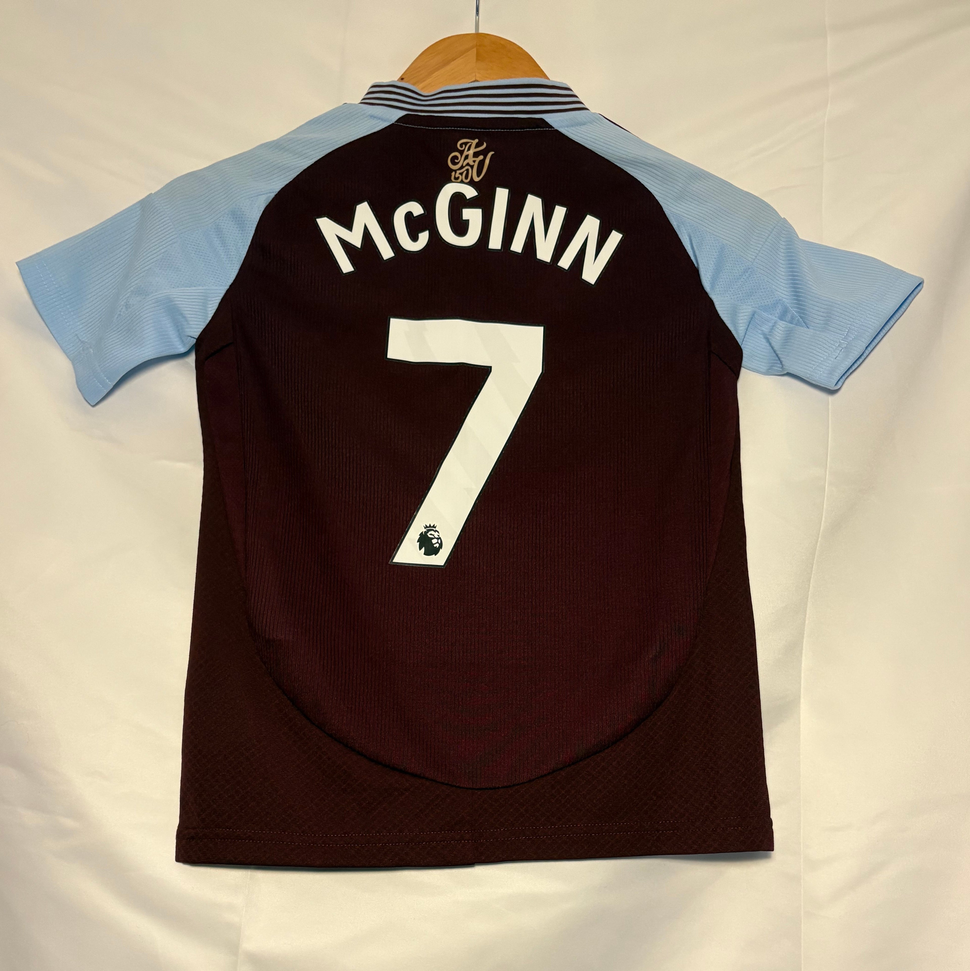 John McGinn (#7) Adidas Aston Villa 2024-25 home jersey in a youth size