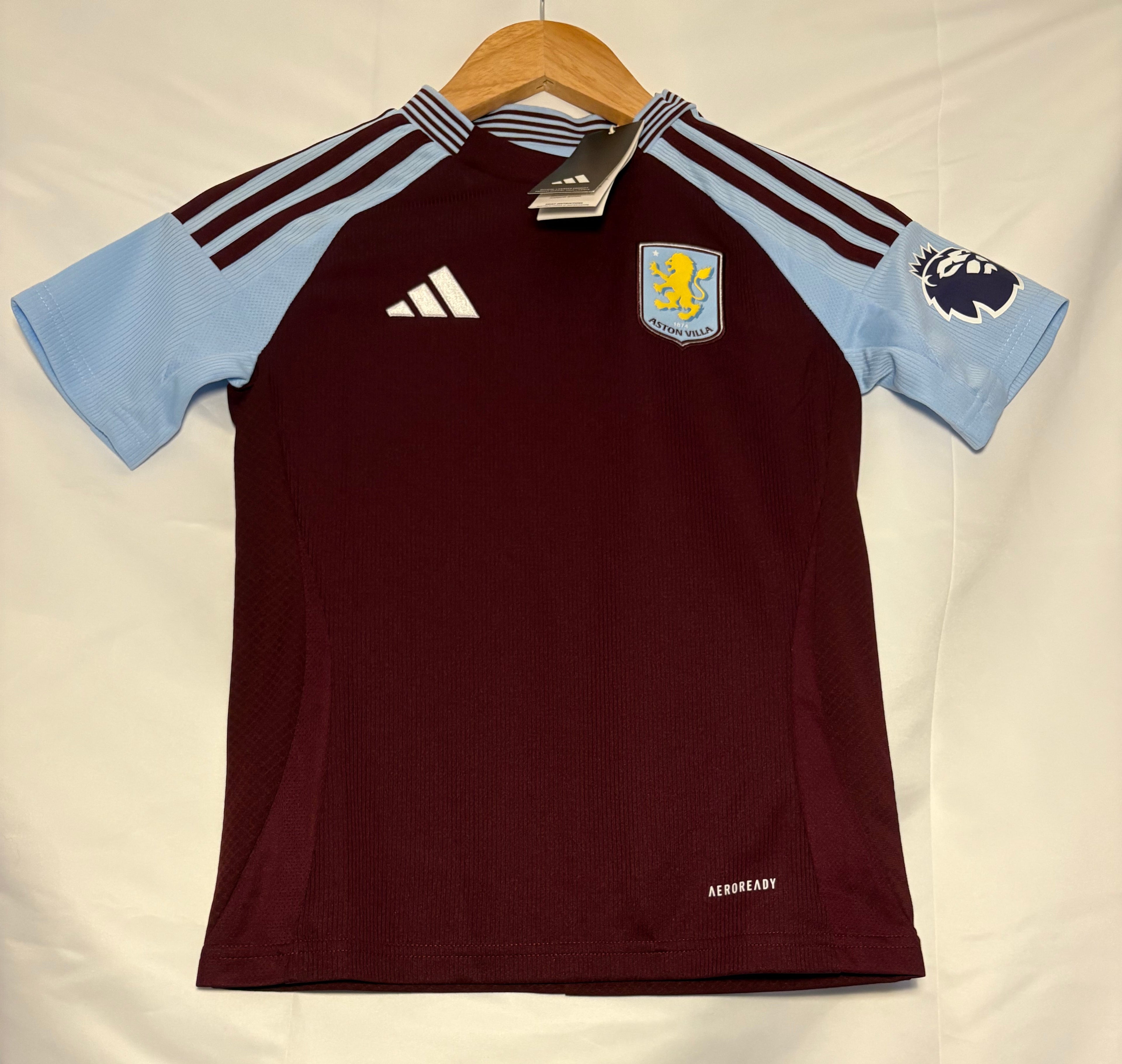 John McGinn (#7) Adidas Aston Villa 2024-25 home jersey in a youth size