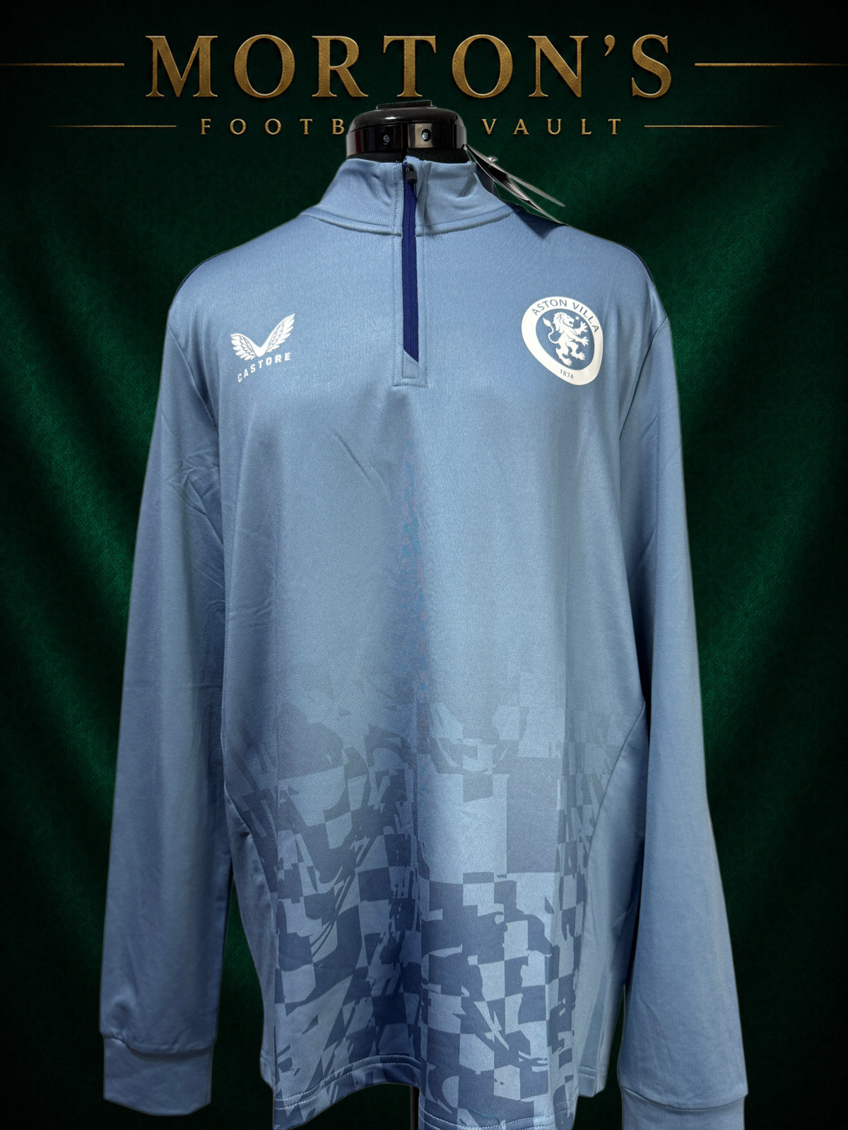 Aston Villa Castore ¼ Zip Training Top – Light Blue – Size Large – BNWT