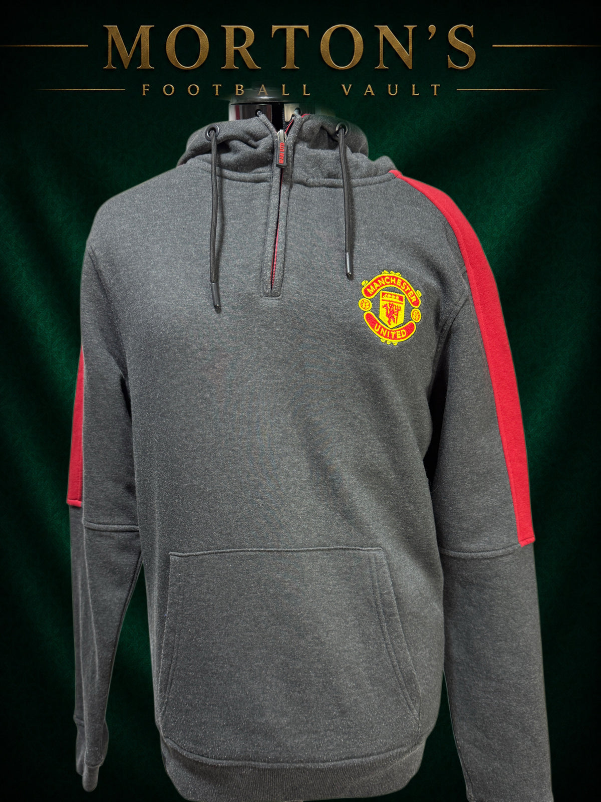 Manchester United Grey & Red Hooded Training Top – Size Small – Excellent