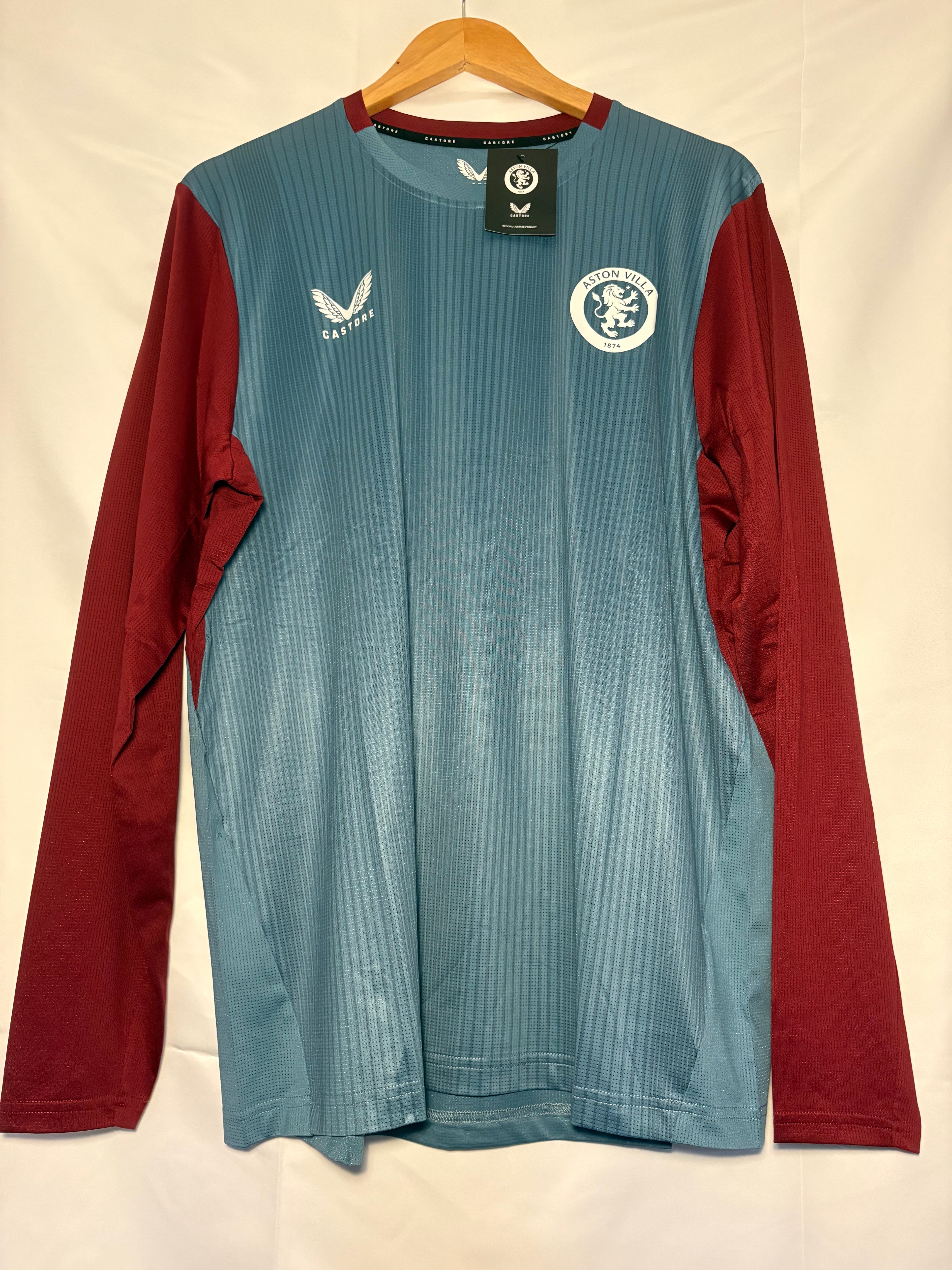 Official 2023-24 Aston Villa Castore Players Training Long Sleeve Top. (XL)