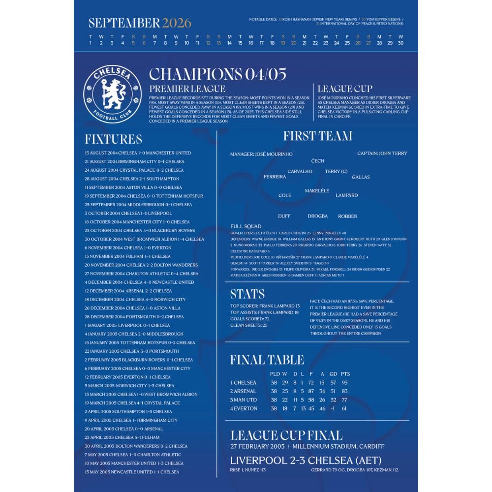 Chelsea FC Deluxe Calendar 2026 - Morton’s football vault